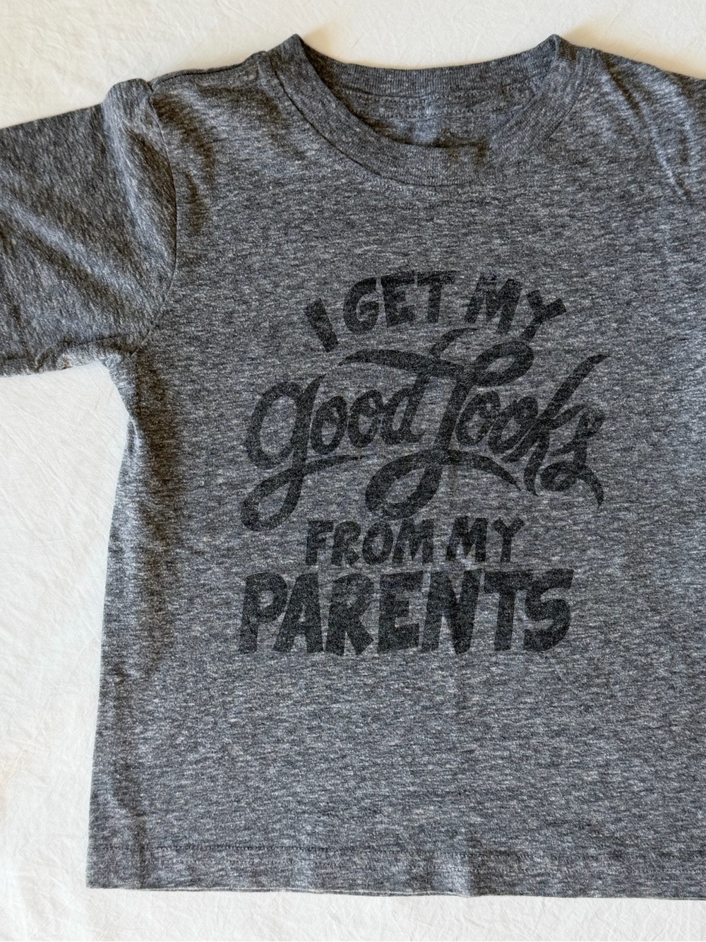 Well Worn “Good Looks From My Parents” Graphic Tee 2T Grey